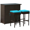 Costway Outdoor Rattan Wicker Bar Set with 2 Cushioned Stools New
