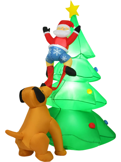 Costway 6.5' Outdoor Inflatable Christmas Tree Santa Decor w/ LED Lights 41860532 New