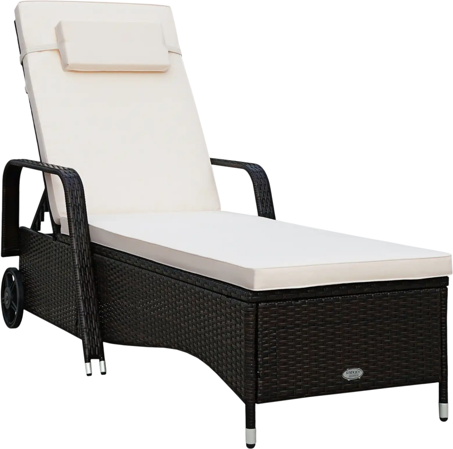 Costway Patio Wicker Chaise Lounge Chair w/ Wheels Adjustable Reclining Cushion 56184703 New