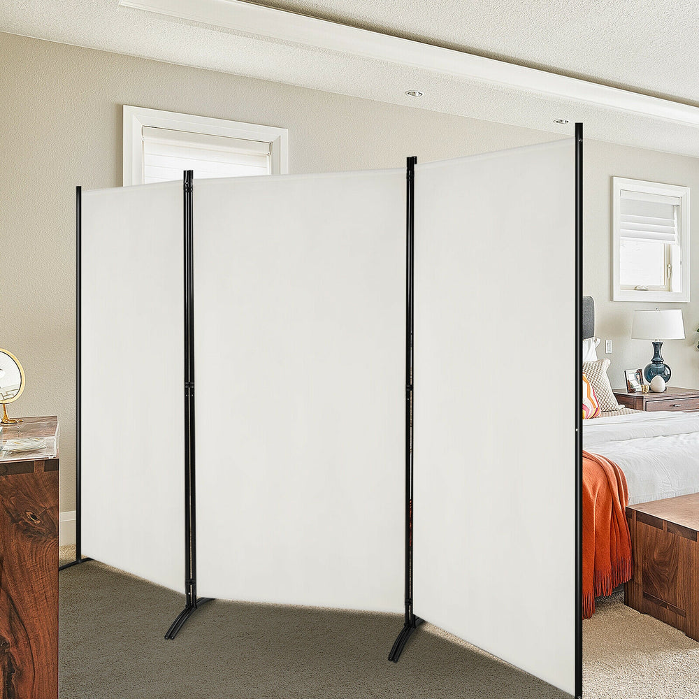 Adjustable 3-panel room divider in white, featuring a lightweight design and durable hinges for flexible privacy.