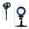Outdoor waterproof Christmas snowflake LED projector light with remote control, featuring adjustable projection angle.