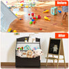 Espresso kids wooden toy storage unit features a spacious rolling toy box with lockable wheels for easy mobility and.
