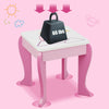 Kids wooden makeup dressing table in pink with a high-definition mirror and practical drawer for storage.