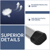 Breathable mesh and anti-slip foot pad detail of the 2-piece blue patio dining chair for enhanced stability and comfort.