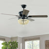 52-inch retro ceiling fan with bead lampshade, reversible blades, and remote control for medium to large rooms.