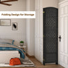 6-panel black folding room divider screen, 6.5 ft tall, ideal for creating private spaces in living or dining areas.