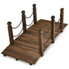 5-foot wooden garden bridge with stained finish and safety rails, perfect for outdoor decoration and durability.
