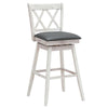 Swivel counter height barstool with rubberwood legs and PVC leather cushion, ideal for home or office use.