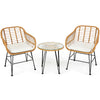 Cushioned chair from the rattan furniture set featuring a durable steel frame, perfect for outdoor lounging and comfort.