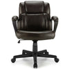 Front view of the adjustable leather executive office chair highlighting its soft padded cushion and sturdy five-claw.