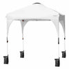 Side view of the 6.6 x 6.6 FT white pop-up canopy tent showcasing its stability features and adjustable height for.