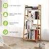 4-tier bamboo plant rack with guardrails, stable trapezoidal structure, ideal for organizing items in living room or.