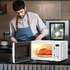 700W Retro Countertop Microwave Oven with 5 Micro Power and Auto Cooking Function-White - Gallery View 1 of 12