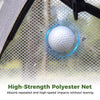 High-strength polyester net captures golf balls during practice, ensuring durability and safety for indoor and outdoor use.