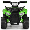 Front view of the green 6V kids ATV quad electric ride-on car with LED light, designed for safe outdoor play.