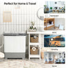Compact 2-in-1 portable washing machine in gray, perfect for apartments and travel, with adjustable washing and drying.