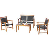 Single coffee table from the 4-piece outdoor patio rattan furniture set with acacia wood frame, perfect for outdoor.