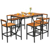 Close-up of the solid acacia wood tabletop with a 1.9" umbrella hole, designed for outdoor dining and gatherings.