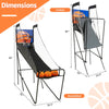Foldable basketball arcade game with electronic scorer, includes 3 basketballs, perfect for solo play or gatherings.