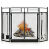 3-panel folding wrought iron fireplace screen with doors and tools set, designed for safety and durability, ideal for.
