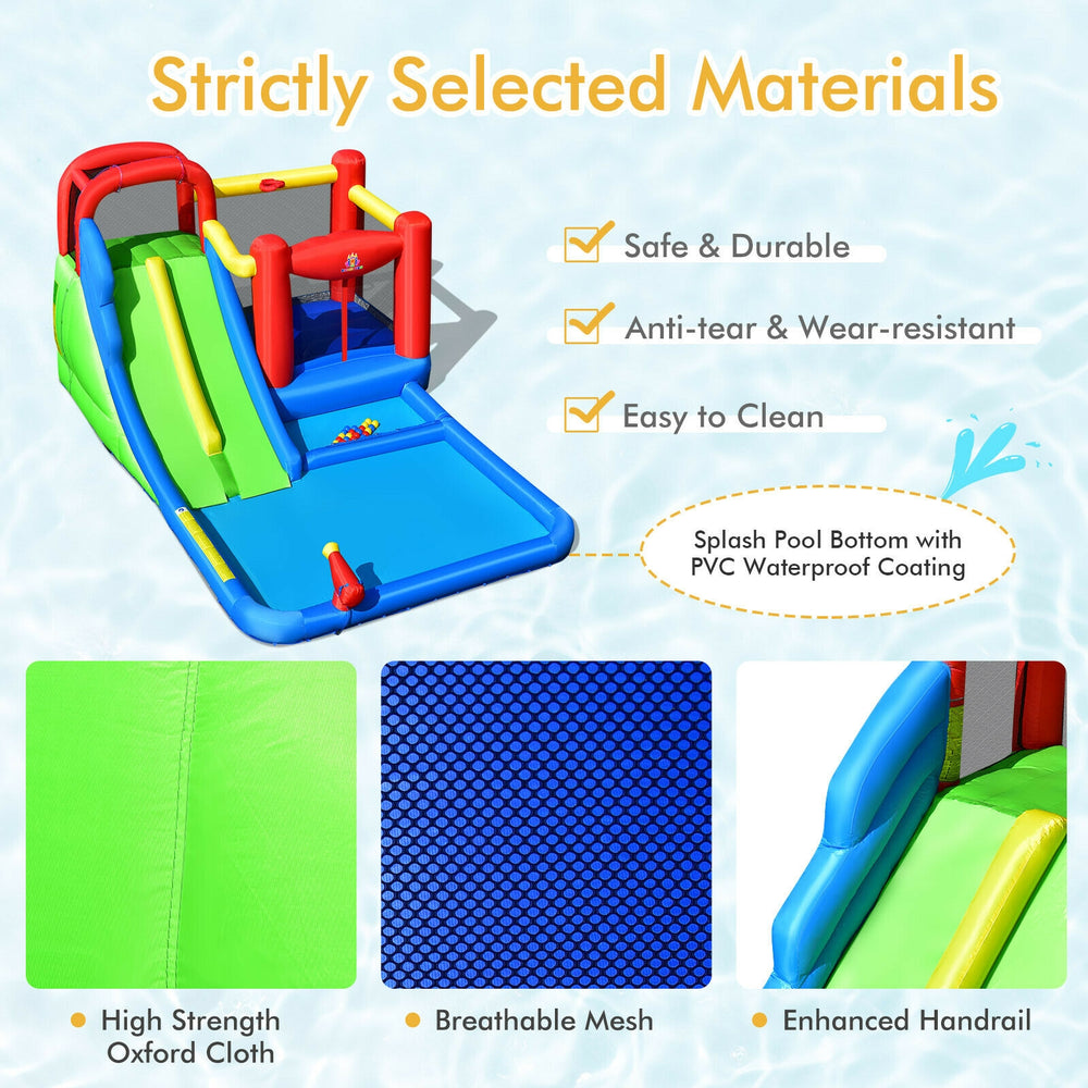 Inflatable water slide with climbing wall, basketball hoop, and splash pool, made from high-grade oxford cloth for.