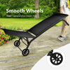Adjustable outdoor chaise recliner with wheels in black, featuring a heavy-duty frame and breathable fabric for patio.