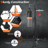 Heavy duty boxing punching stand with heavy bag and speed bag, featuring a sturdy steel frame and Y-shaped base for.