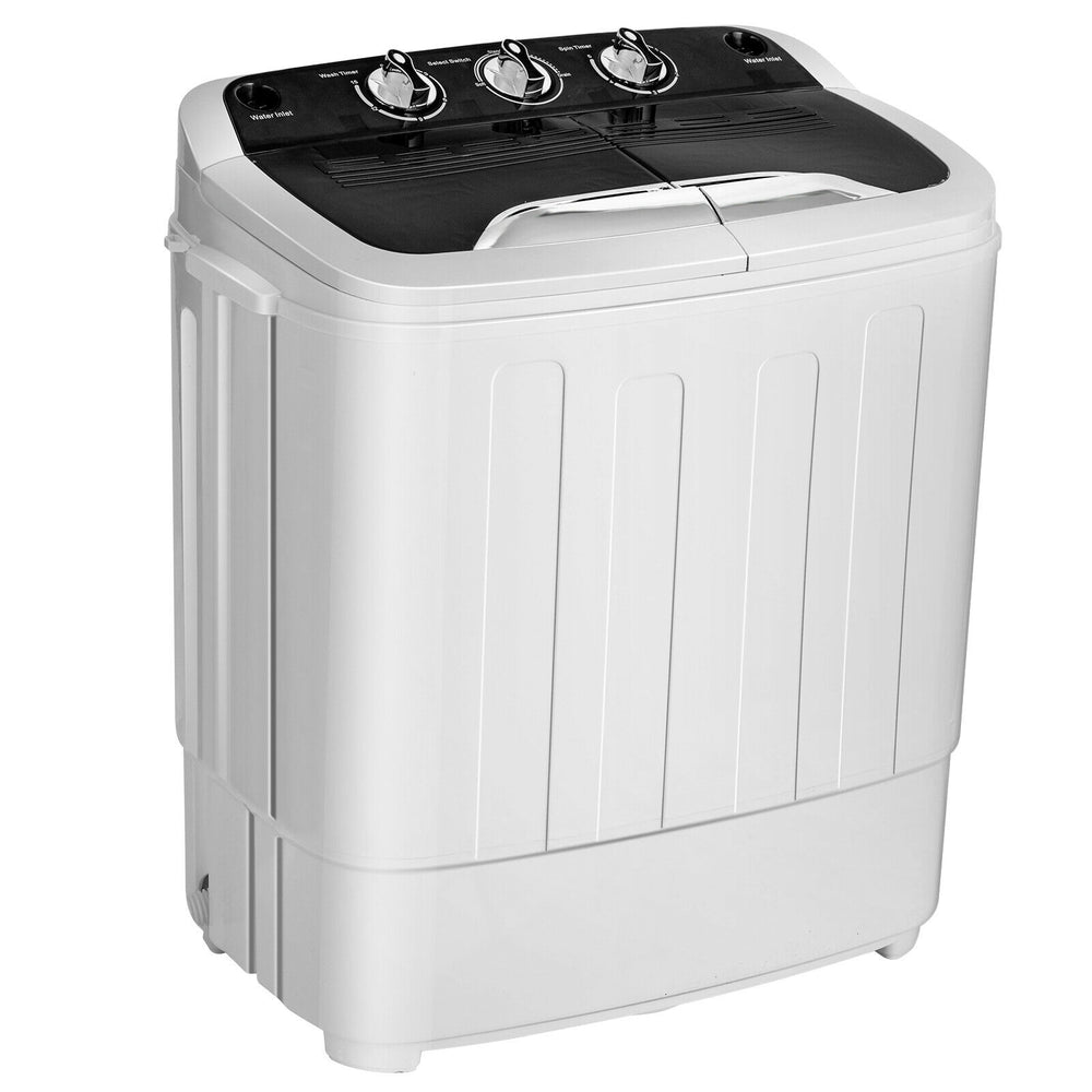 Portable 8 lbs compact mini twin tub washing machine with top load design, perfect for small spaces in homes and.
