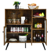 Rustic brown buffet storage cupboard showcasing 2 open compartments and 2 door cabinets for versatile kitchen.