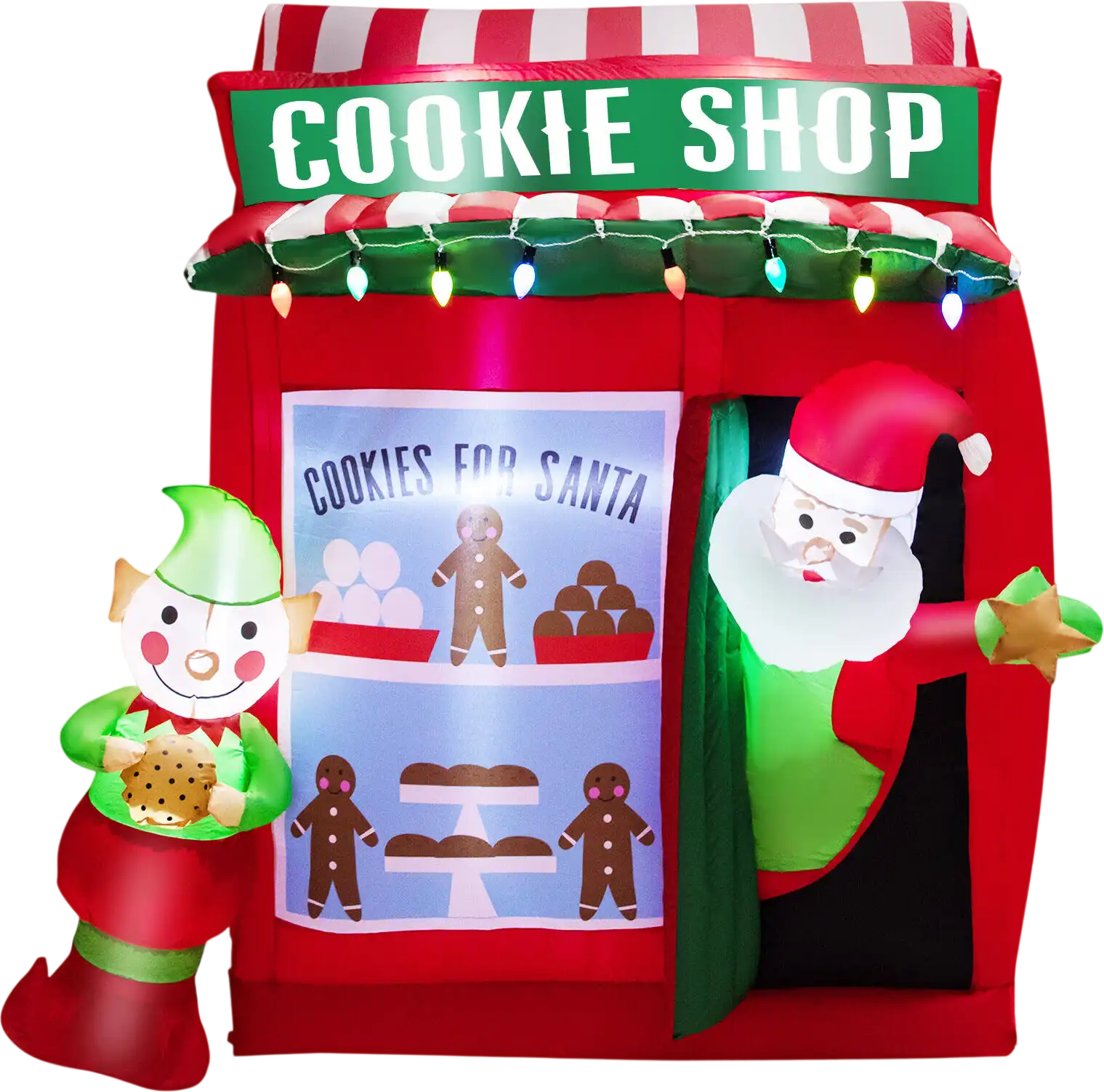 Costway 6.3' Inflatable Gingerbread Cookie Shop with Santa Claus 85643201 New