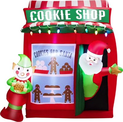 Costway 6.3' Inflatable Gingerbread Cookie Shop with Santa Claus 85643201 New