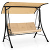 Close-up of the heavy-duty steel frame of the 3-seat outdoor porch swing, designed for long-lasting outdoor use.