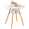 Round modern dining table with solid beech wood legs, 31.5-inch white tabletop, ideal for dining or working in compact.