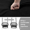Close-up of the cushioned hammock swing chair in black, showcasing the soft padded cushion for ultimate comfort.