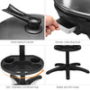 Outdoor electric BBQ grill with heat-resistant handle, grease collecting bowl, and 360° condiment tray for easy use.
