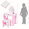 Toddler vanity set in white with pink accents, featuring a detachable mirror and practical drawer for cosmetics.
