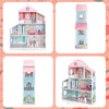 3-tier toddler dollhouse featuring 6 rooms, colorful wallpaper, and 8 furniture pieces for imaginative play.