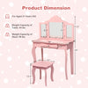 Kids pink makeup dressing mirror vanity table set with tri-folding mirrors and a stool, perfect for beauty and.