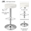 White PU leather swivel barstool with chrome footrest, height adjustable, perfect for bar or extra seating.