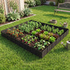 Garden bed featuring 10.5 FT of black interlocking garden edging borders made of durable PP material for versatile landscaping.