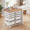 10-Drawer Rolling Cart with Wooden Tabletop and Lockable Wheels for Office-White - Gallery View 1 of 10