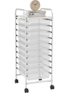 10-drawer rolling storage cart with chrome plated steel frame and clear drawers, perfect for organizing supplies in any.