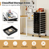 10-drawer rolling storage cart with black drawers and metal frame, ideal for organizing stationery, tools, and.