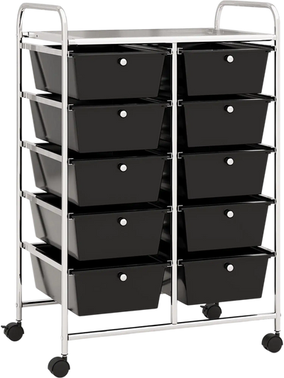 Costway 10-Drawer Rolling Storage Cart File Cabinet 76135492 New