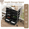 10-drawer rolling storage cart in black with mesh top, featuring removable drawers and lockable wheels for easy.