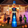 10 FT animated Halloween inflatable pumpkin gentleman with glowing eyes, mini pumpkin, and rotating head for spooky yard decor.