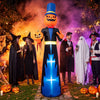 10 FT animated Halloween inflatable pumpkin gentleman decoration with glowing eyes, mini pumpkin, and rotating head for outdoor display.