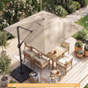 10 FT Cantilever Patio Umbrella with Solar LED Lights for Pool and Garden-Beige - Gallery View 1 of 10