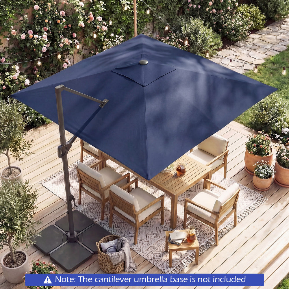 10 FT Cantilever Patio Umbrella with Solar LED Lights for Pool and Garden-Blue - Gallery View 1 of 11