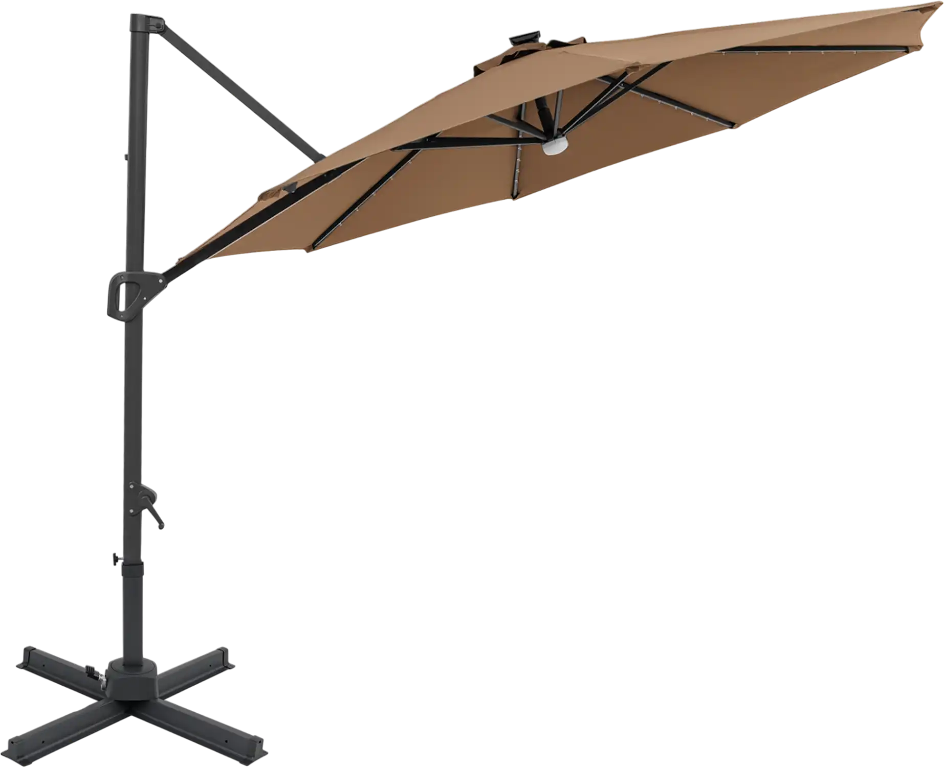Costway 10' Cantilever Patio Umbrella w/ Solar LED Lights 360° Rotation 87520804 New
